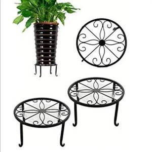 Metal Potted Plant Stand Black with Drip Tray